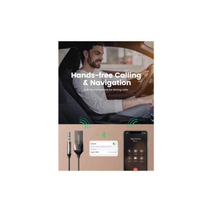 FM модулятор Ugreen Bluetooth 5.0 Aux with mic CM309 UGREEN Black (70601)