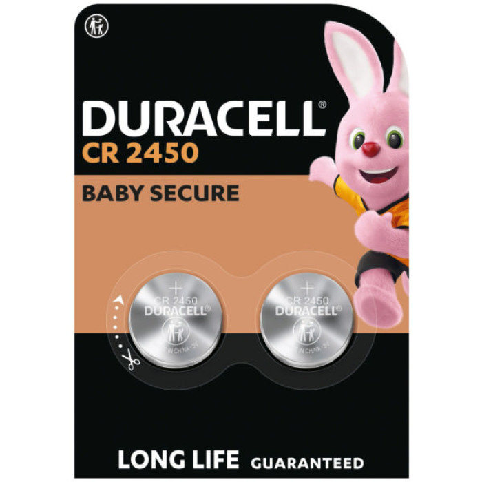 Батарейка CR 2450 спеціальна літієва типу таблетка 2450 3V, 2 шт. в упаковці Duracell (5012263)