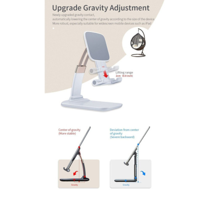 Підставка до планшета та телефона Knight Foldable Desk Mobile Phone Holder Stand (Plastic) Black Essager (EZJZM-QSSJ01)