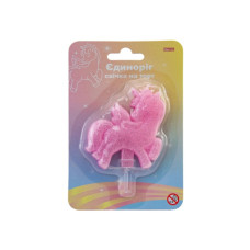 Свічка Maxi на торт "Єдиноріг" з блискітками, розмір 65x72 мм (MX624051)