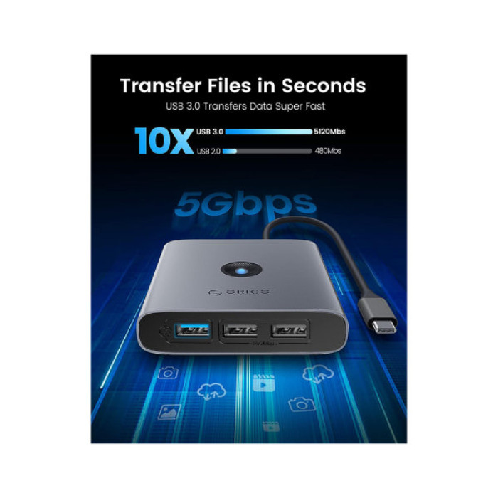 Концентратор Orico USB-C to 5-in-1 Docking Station 5Gbps (CA914227)