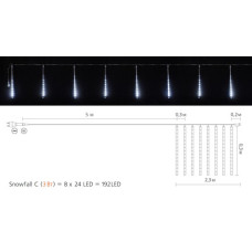 Гірлянда Delux Snowfall C 192LED 8х0.3 м IP44 EN Біла/Прозора (90017977)