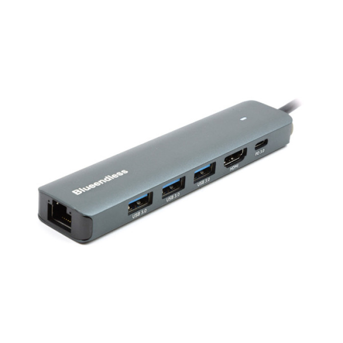 Концентратор Blueendless USB-C 6-in-1 3xUSB 3.0 + HDMI + RJ45 + USB-C PD100W (CA913909)