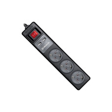 Мережевий подовжувач REAL-EL RS-3 USB CHARGE 1.8m, black (EL122500001)