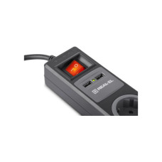 Мережевий подовжувач REAL-EL RS-3 USB CHARGE 1.8m, black (EL122500001)