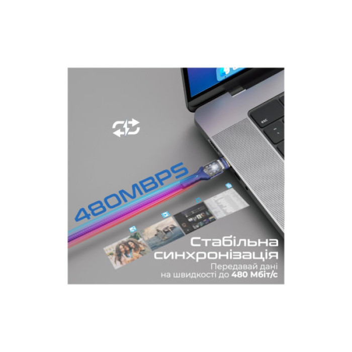 Дата кабель USB-C to USB-C 2.0m Promate (lucidline-cc200.navy)