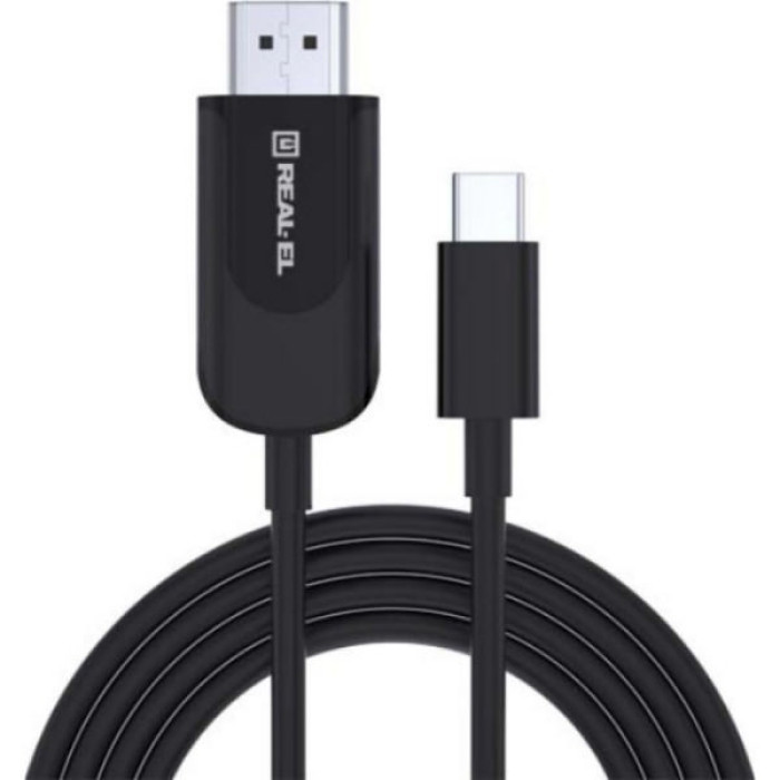 Дата кабель USB 2.0 AM to USB-C 2.0m Fabric Premiumblack REAL-EL (EL123500047)