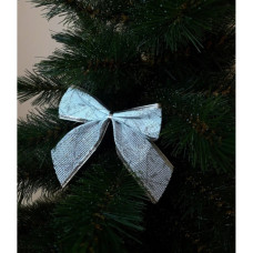 Прикраса декоративна Chomik бант текстильний 6 шт, 10 см, біло-сріблястий (5900779856165_1)