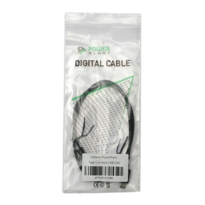Дата кабель USB-C to Micro 5P 0.3m PowerPlant (KD00AS1259)