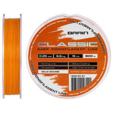 Волосінь Brain Classic Carp Line (solid orange) 300m 0.25mm 15lb 6.6kg (1858.80.97)