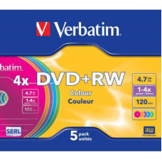 Диск DVD Verbatim 4.7Gb 4x SlimCase 5шт Color (43297)