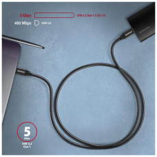 Дата кабель USB-C to USB-C 2.0m v3.2 Gen 1 PD 60W 3A black AXAGON (BUCM3-CM20AB)