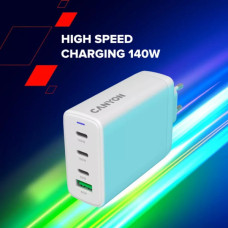 Зарядний пристрій Canyon CU140ACC GaN 150W 3xPD 1xQC EU White (CNS-CUW140ACC)