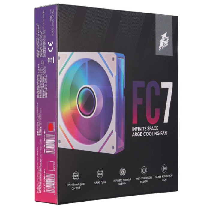 Кулер до корпусу 1stPlayer FC7 White (FC7-WH-1IN1)