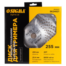 Ніж для тримера Sigma з твердосплавними напайками 255x25.4мм 40Т хвилеподібний (5624621)