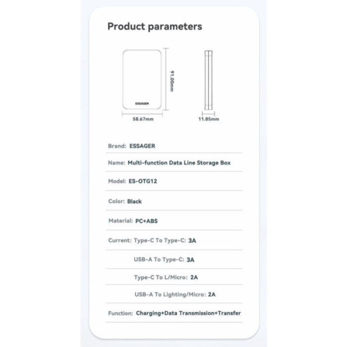 Дата кабель USB charging cable set Treasure box 0.28m Essager (ECJHZ-JH01-P)