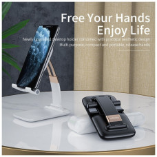 Підставка до планшета та телефона Knight Foldable Desk Mobile Phone Holder Stand (Alloy) White Essager (EZJZM-QS02)