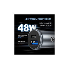 Зарядний пристрій ColorWay USB-C PD30W + USB QC3.0 car adapter (CW-CHA065PD-GR)