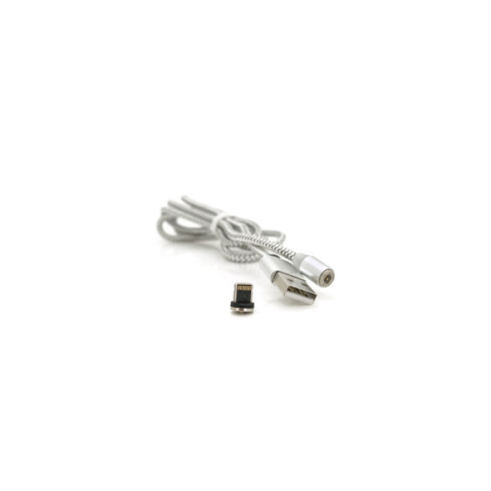 Дата кабель USB 2.0 to Lightning 1.0m 2A magnetic nylon silver Pipo (18168)
