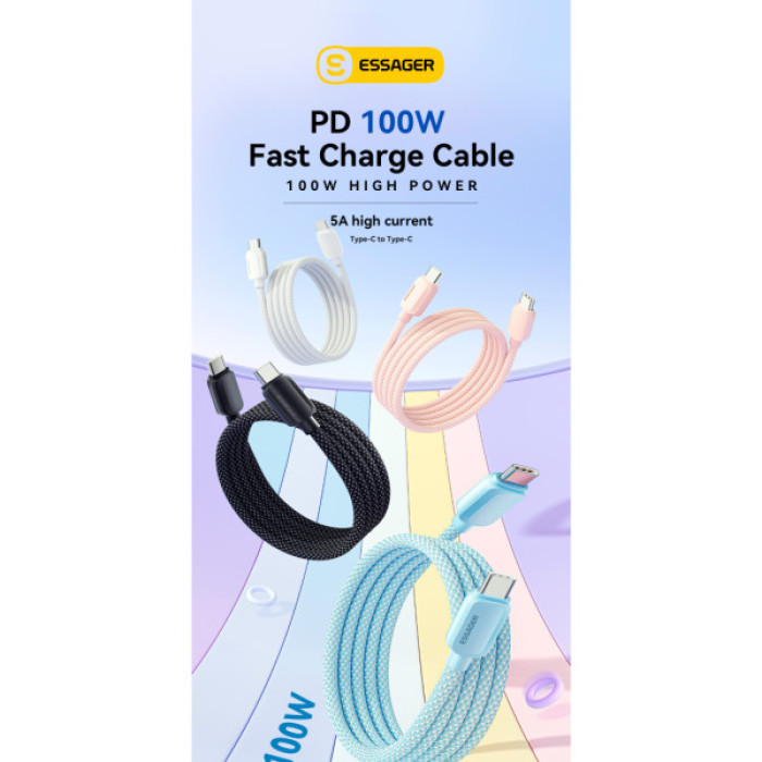 Дата кабель USB-C to USB-C 1.0m 100W black Essager (EXCTT1-WL01-P)
