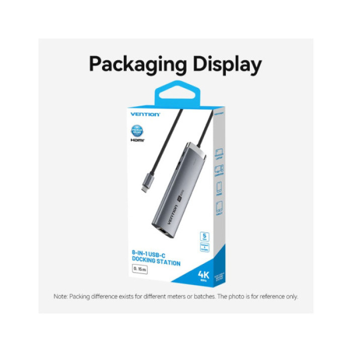 Концентратор Vention USB-C 7-in-1 USB-C PD + USB 3.2 + USB 3.0 + USB 2.0 + RJ45 + SD/TF + HDMI 0.15m (TGUHB)