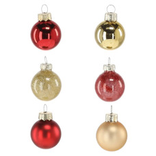 Ялинкова іграшка Chomik скляні кульки 11 шт, 3 см, червоні, золото (5900779882188)
