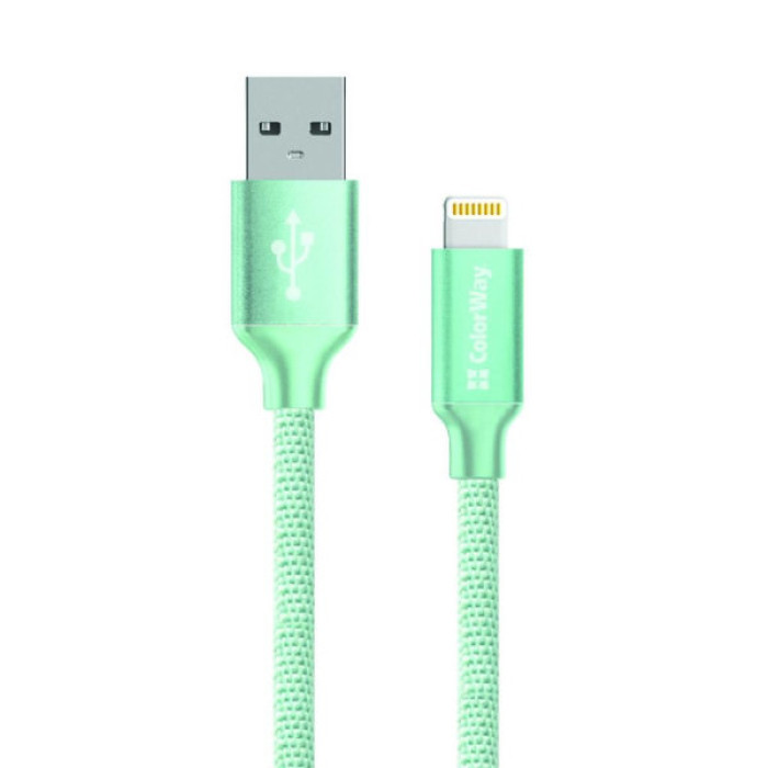 Дата кабель USB 2.0 AM to Lightning 1.0m mint ColorWay (CW-CBUL004-MT)
