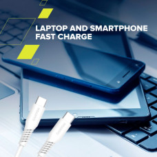 Дата кабель USB-C to USB-C 2.0m CC100SC 100W 2m White Canyon (CNS-CC100SC20W)