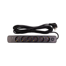 Мережевий фільтр живлення PowerPlant 5м, 6 розеток, USB (YS-N6086/5c) (EX610679)