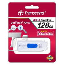 USB флеш накопичувач Transcend 128GB JetFlash 790 White USB 3.0 (TS128GJF790W)