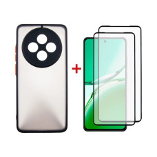 Чохол до мобільного телефона Dengos Oppo Reno 12F 4G Case Matte + 2 Glass (Black) (DG-CTG2P-19)