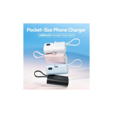 Батарея універсальна VENTION 4800mAh 22,5W PD, USB-C In/Out, LED display, with built-in USB-C cable Black (FHQB0)