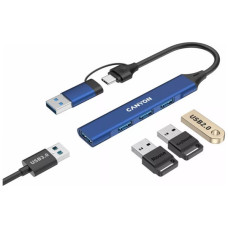 Концентратор Canyon hub DS-02 4in1 USB-A/C Blue (CNS-TDS02BL)