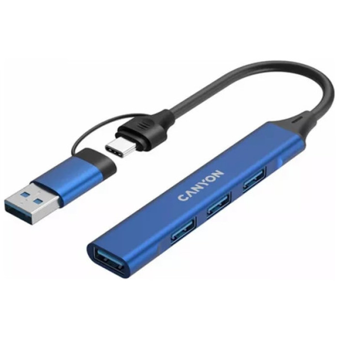 Концентратор Canyon hub DS-02 4in1 USB-A/C Blue (CNS-TDS02BL)