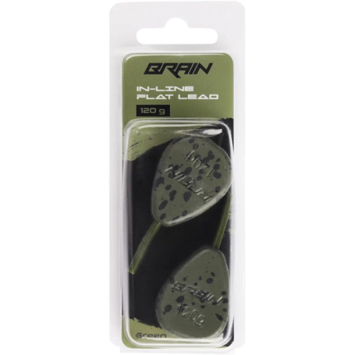Грузило Brain In-Line Flat Lead 120g 2шт/уп Green (1858.32.08)