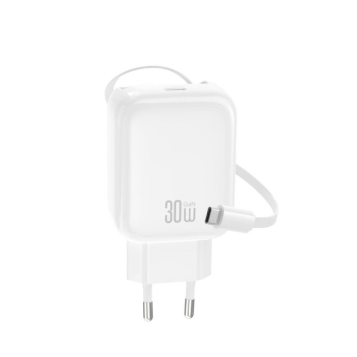 Зарядний пристрій XO 1xUSB-C PD30W GaN + cable USB-C to USB-C (XO-QC17)