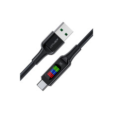Дата кабель USB 2.0 AM to USB-C 1.2m 3A nylon with LED C7-04 black Acefast (6974316282785)