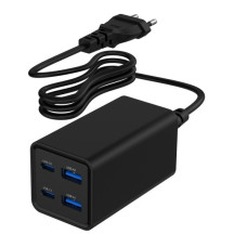 Зарядний пристрій Gembird 2xUSB-C PD65W + 2xUSB QC3.0 30W black (TA-UC-2A2C-PD65-01-BK)