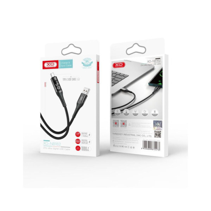 Дата кабель USB 2.0 AM to Lightning 1.0m 2.4A LED black XO (NB162-L-1-BK)