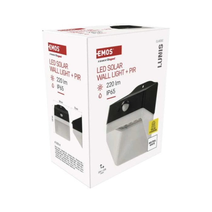 Світильник EMOS 220 лм IP65 4000K PIR (ZG151S)