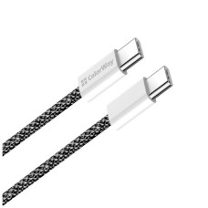 Дата кабель USB-C to USB-C 2.0m (braided cotton) (PD Fast Charging 60W) 3.0А black ColorWay (CW-CBPDCC068-BK)