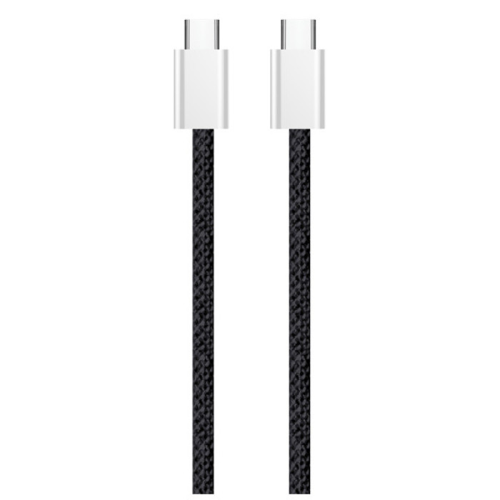 Дата кабель USB-C to USB-C 2.0m (braided cotton) (PD Fast Charging 60W) 3.0А black ColorWay (CW-CBPDCC068-BK)