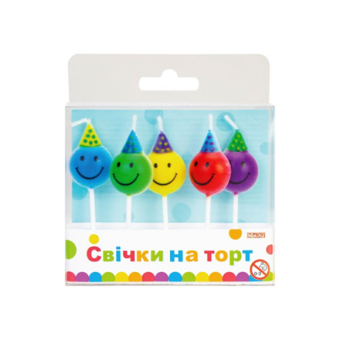 Свічка Maxi Смайли 5 шт на торт (MX629083)