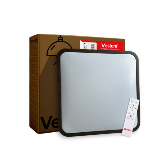 Світильник Vestum GLOW матовий 60W 391*391*65мм 3000К-6500К з ДК махагон (VS-91051)