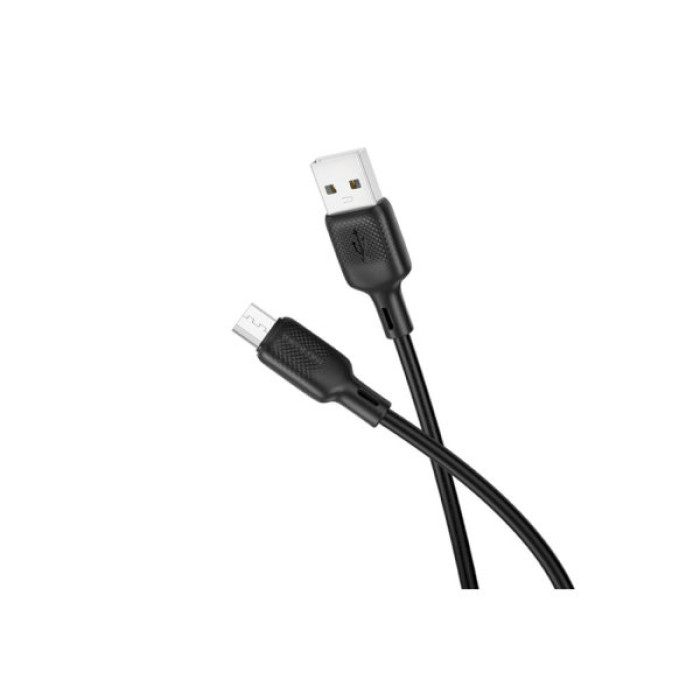 Дата кабель USB 2.0 AM to Micro 5P 2.0m Lenny silicone BX113 black BOROFONE (6941991115493)