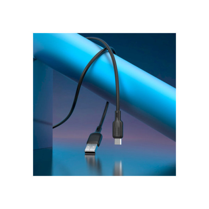 Дата кабель USB 2.0 AM to Micro 5P 2.0m Lenny silicone BX113 black BOROFONE (6941991115493)