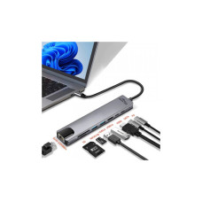 Концентратор Media-Tech USB-C 8-in-1 HDMI 4K/2xUSB-A/2xUSB-C/RJ45/SD/TF/PD 100W USB3.1 (MT5046)