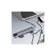 Концентратор Media-Tech USB-C 8-in-1 HDMI 4K/2xUSB-A/2xUSB-C/RJ45/SD/TF/PD 100W USB3.1 (MT5046)