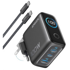 Зарядний пристрій Anker 2xUSB-C PD100W + 1xUSB GaN w Display + cable USB-C dark gray (B121BGZ1)