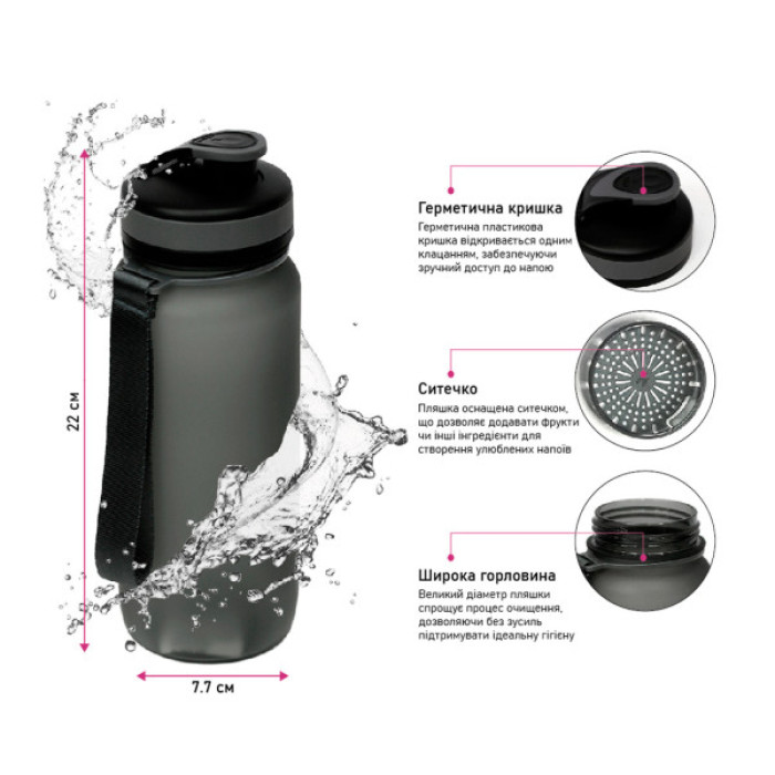 Пляшка для води Line Art Flores 650 мл червоний (60014218LA-02)
